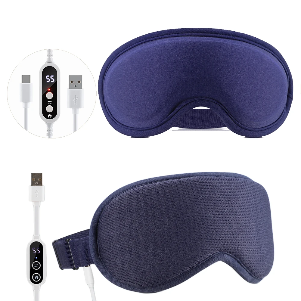 Heated Eye Mask with Gentle Vibration — USB Rechargeable, Blackout Fit