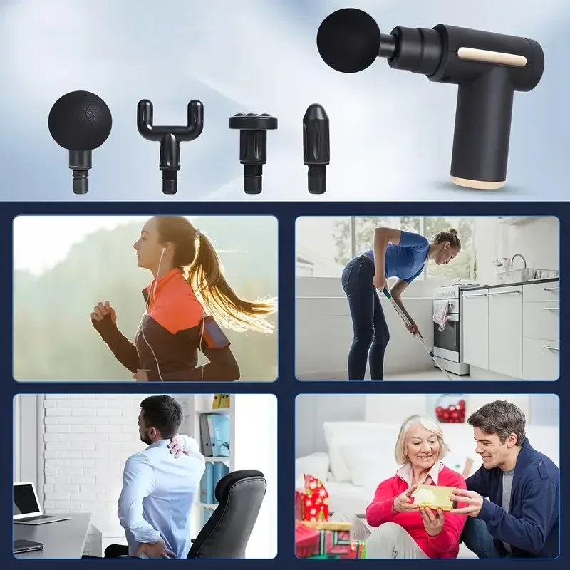 Cordless Percussion Massage Gun — Quiet Motor, Deep Tissue, Rechargeable