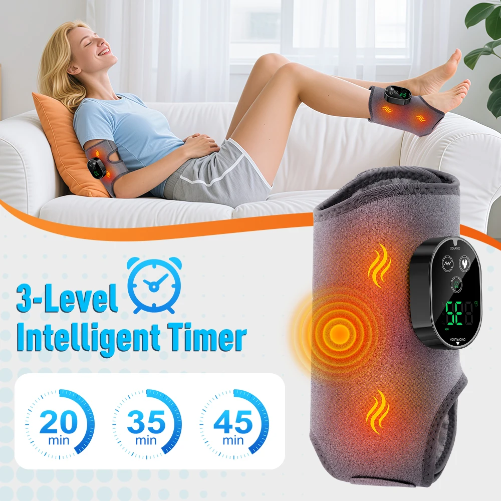 Heated Ankle & Foot Massager — Vibration Wrap, 6 Levels, Cordless