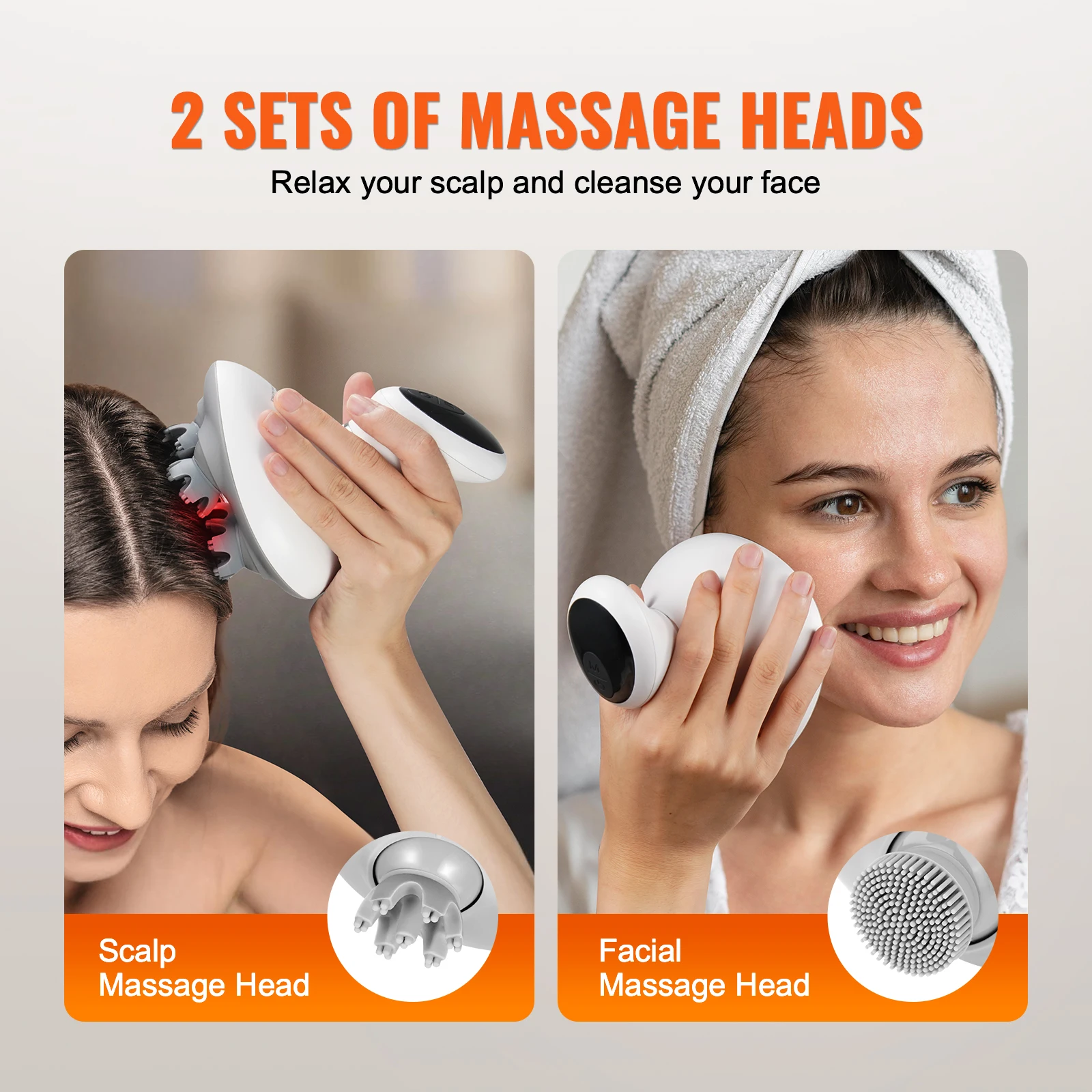Electric Scalp Massager — Rechargeable, Waterproof, 4 Kneading Heads