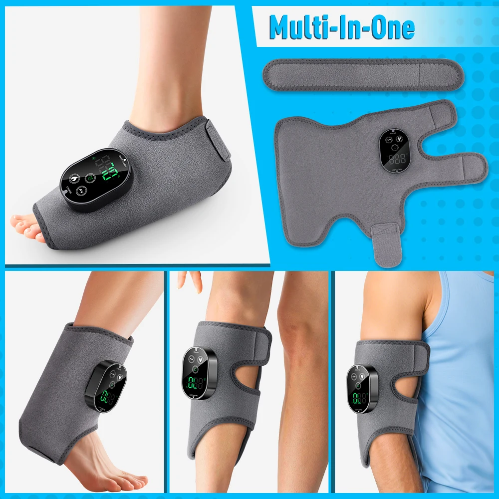 Heated Ankle & Foot Massager — Vibration Wrap, 6 Levels, Cordless
