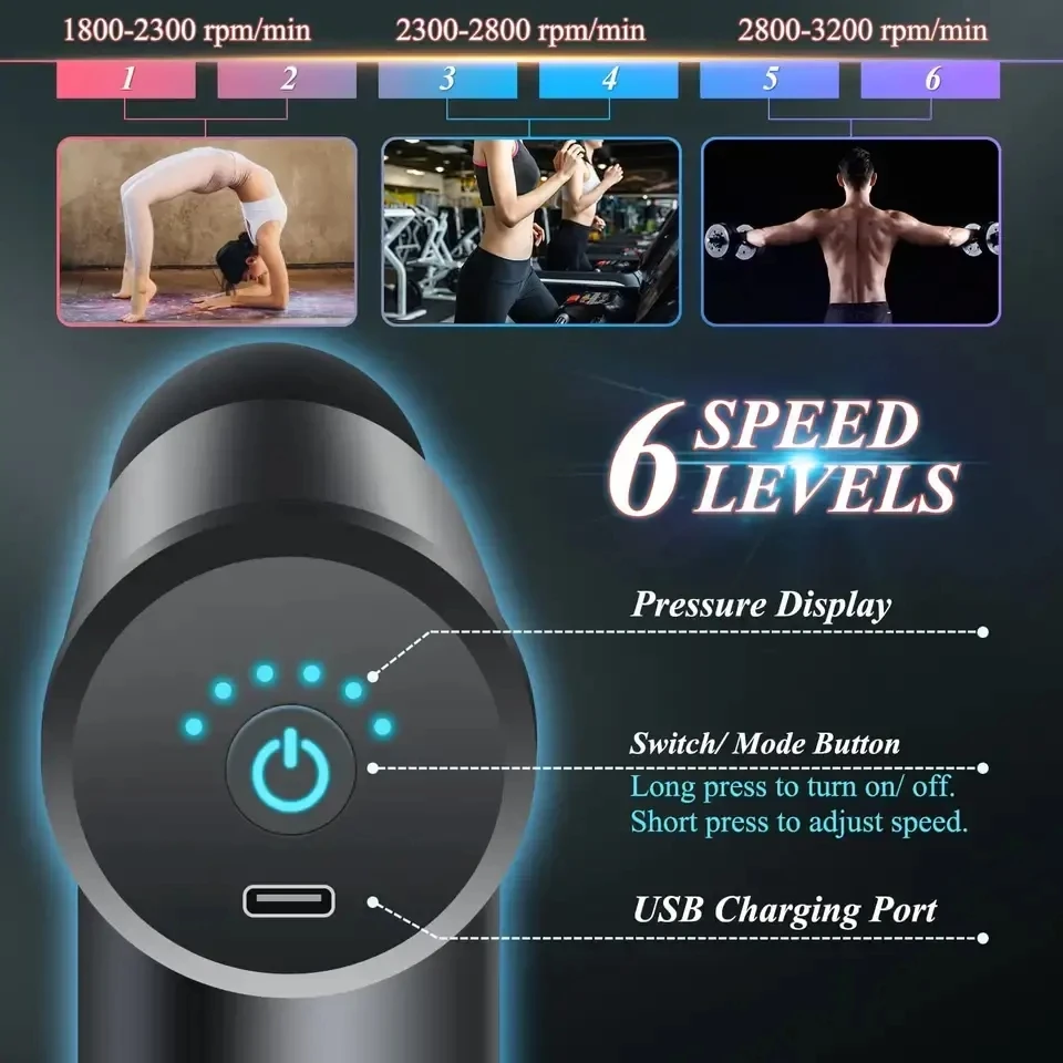 Cordless Percussion Massage Gun — Quiet Motor, Deep Tissue, Rechargeable