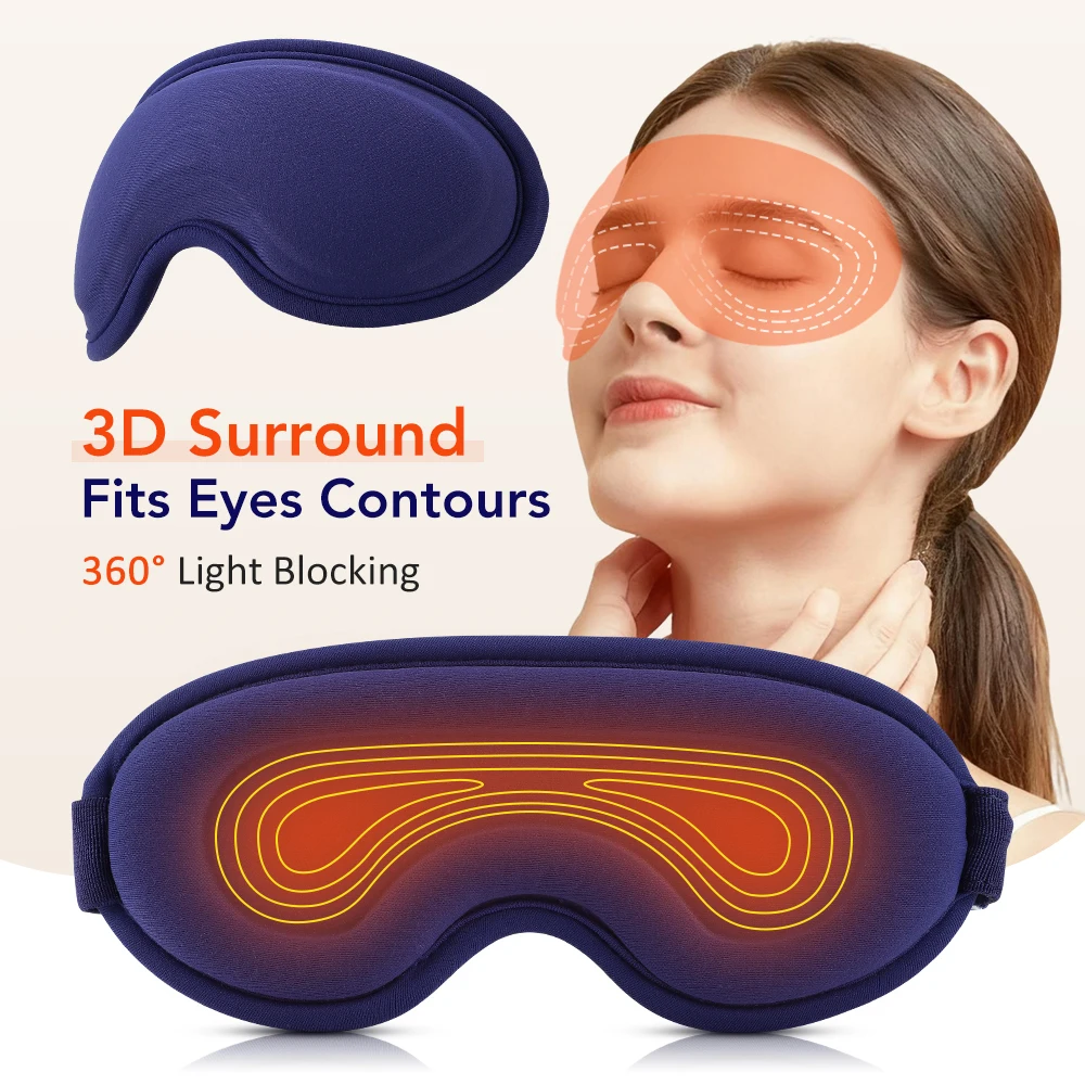 Heated Eye Mask with Gentle Vibration — USB Rechargeable, Blackout Fit