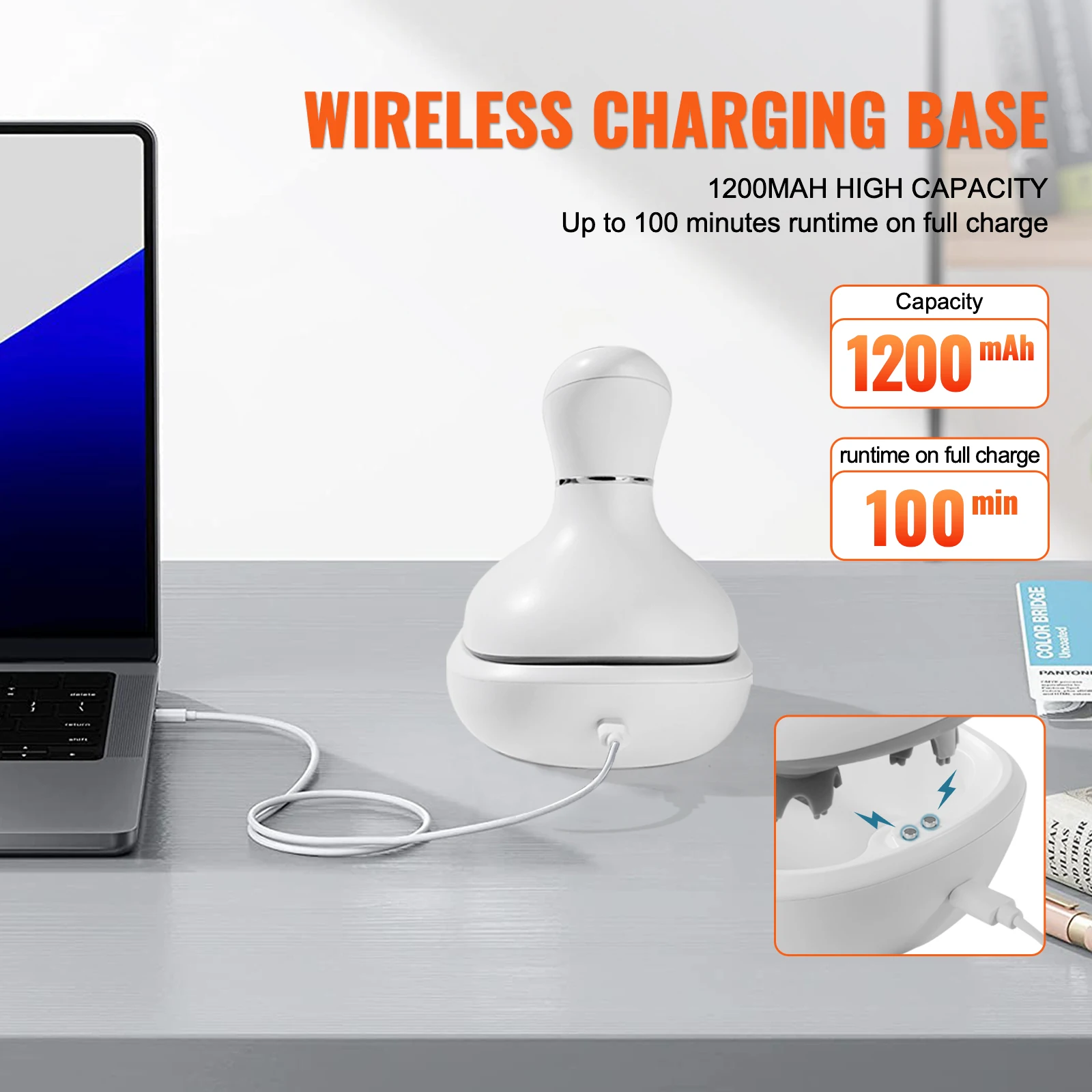 Electric Scalp Massager — Rechargeable, Waterproof, 4 Kneading Heads
